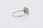 Art Deco Style Square Emerald Diamond Engagement Ring