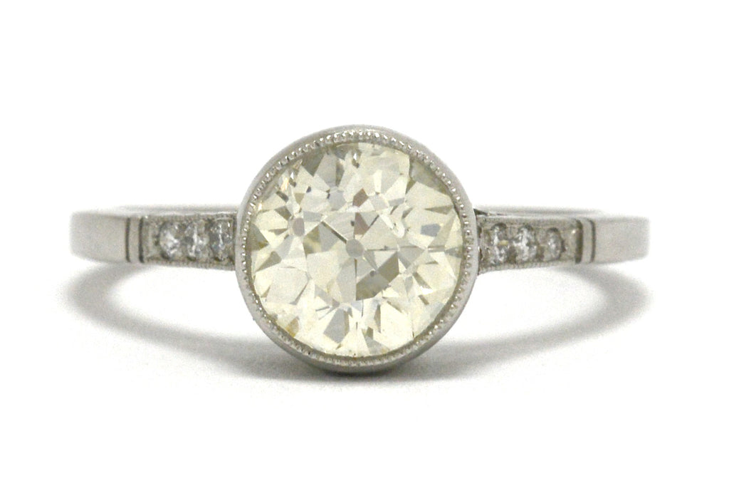 An Art Deco large diamond platinum solitaire engagement ring.