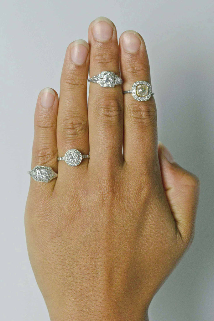 Antique diamond weddina and bridal rings.