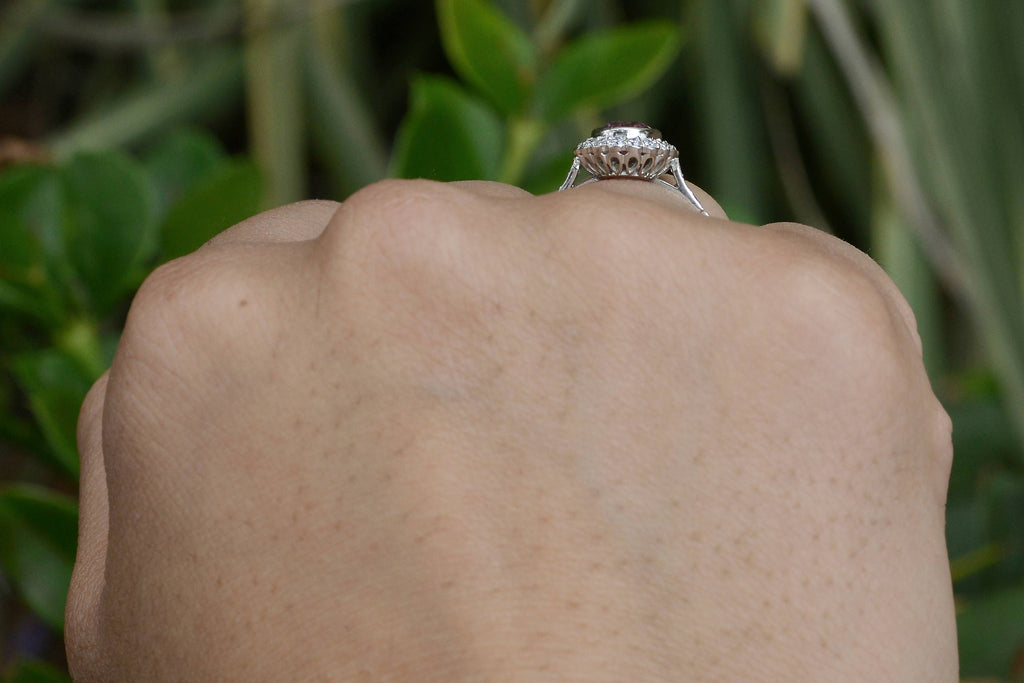 Bezel set sapphire Edwardian style wedding ring.