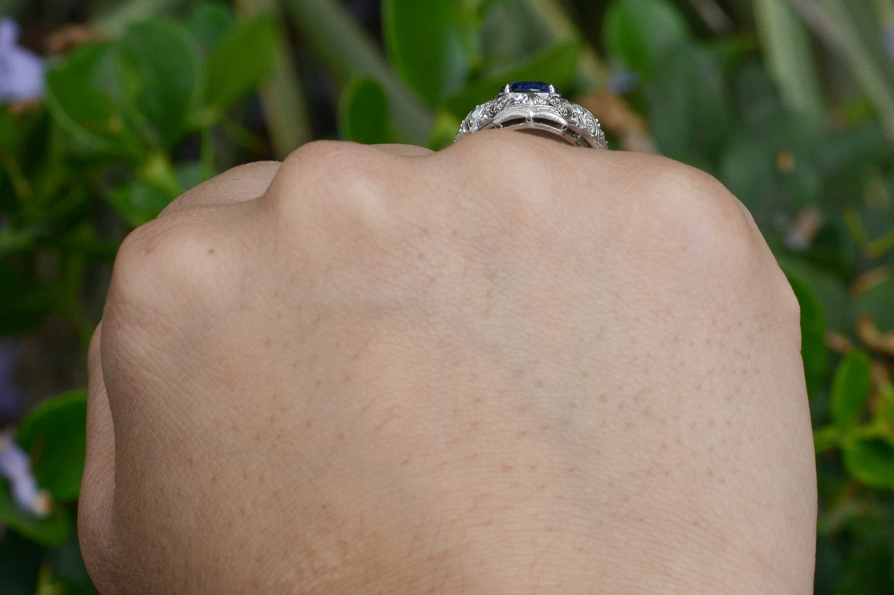Antique Belle Epoque Filigree Sapphire Ring