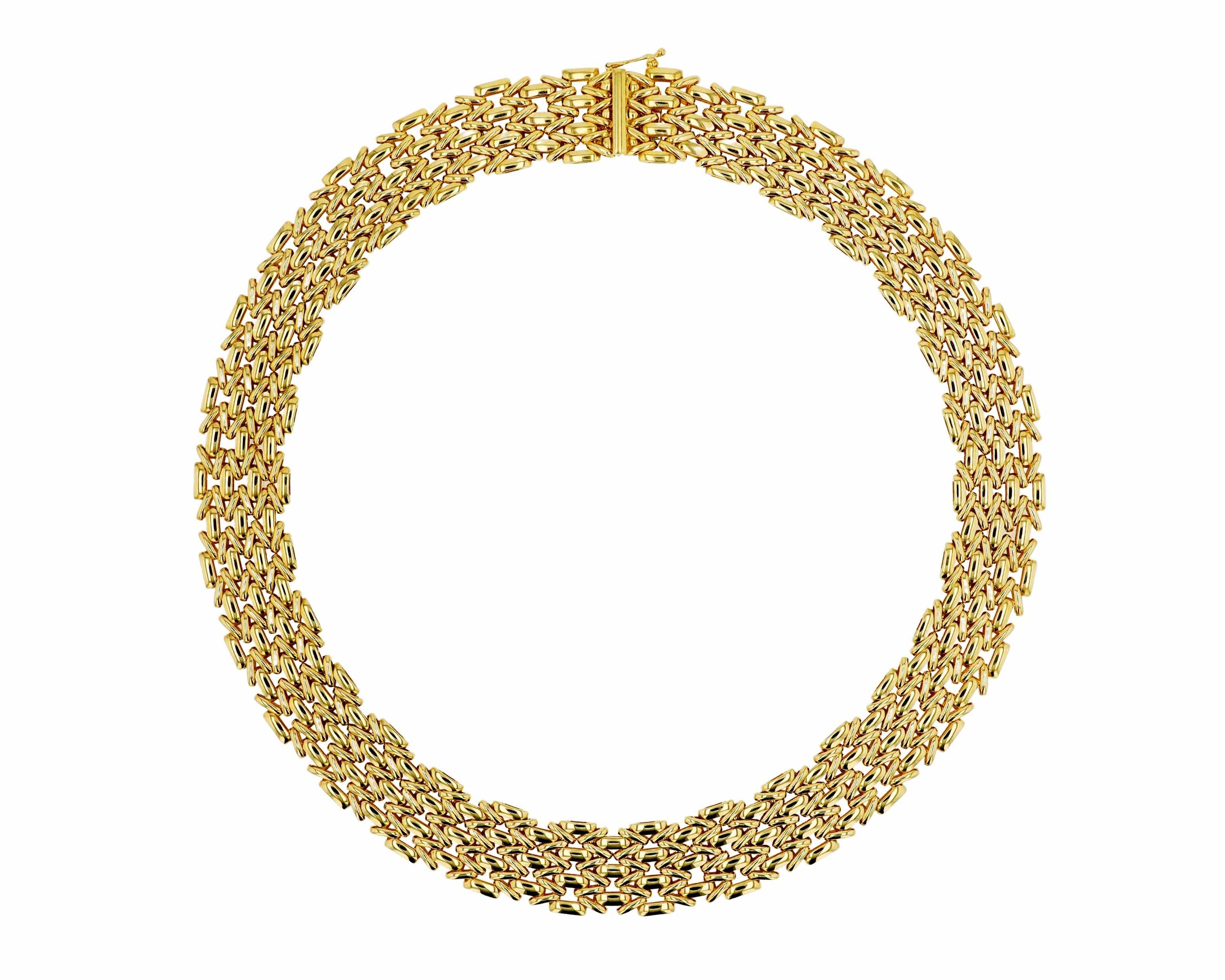 Cartier Panther Style Wide 18K Gold Choker Necklace