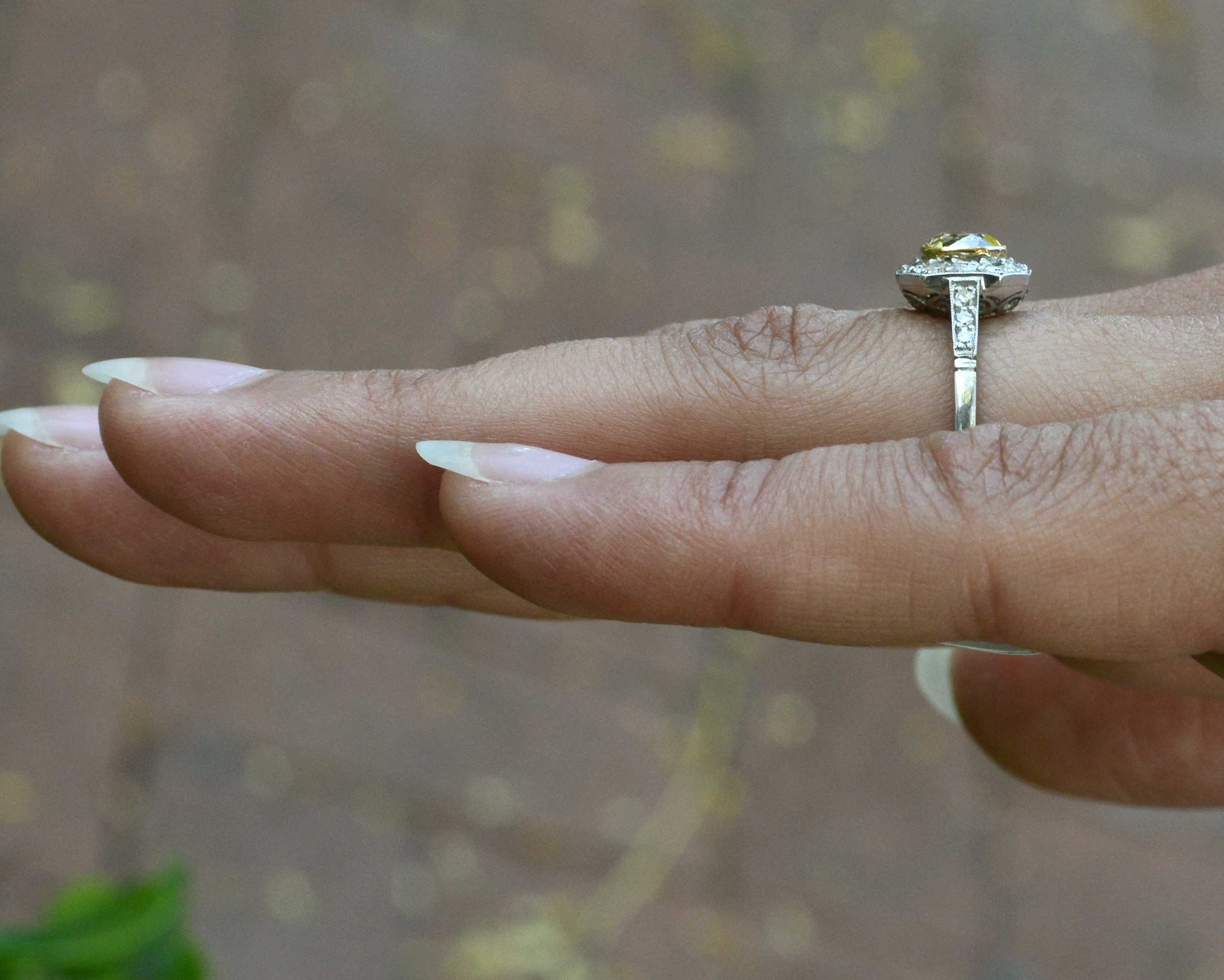 Art Deco style diamonds cluster wedding ring.