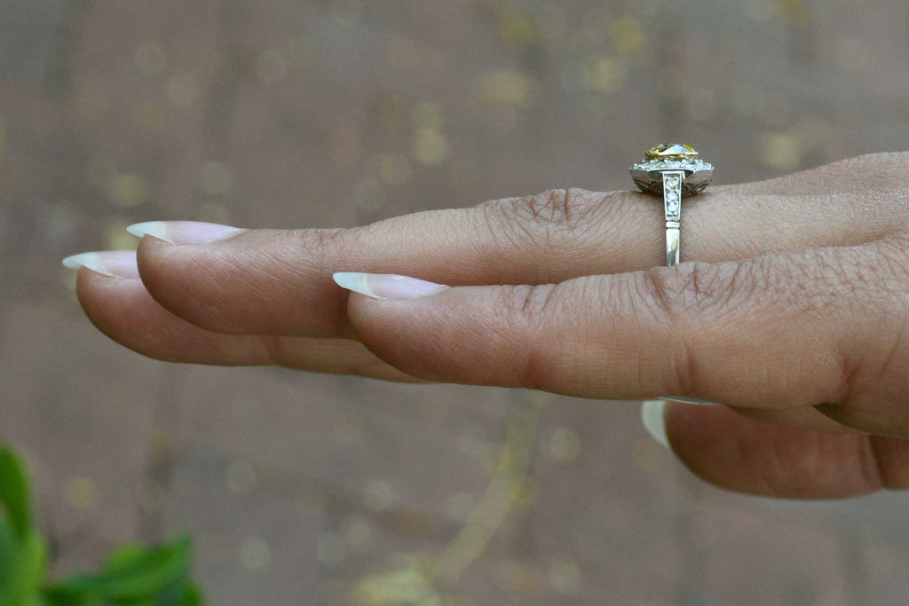 Art Deco style diamonds cluster wedding ring.